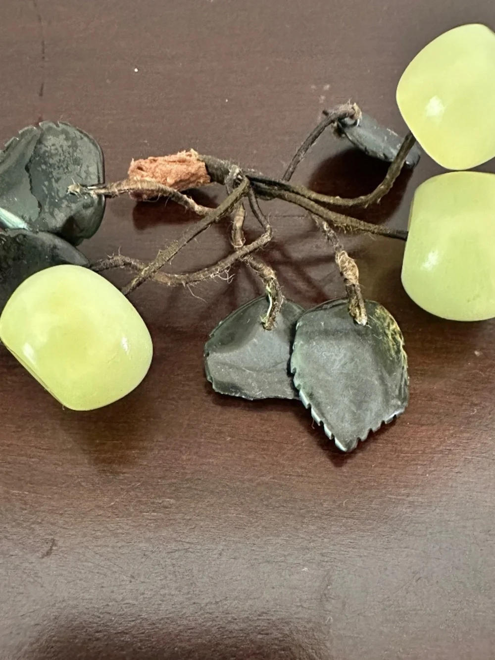 2 BUNCHES Of Vintage Green Onyx & Jade Stone Decorative Fruit